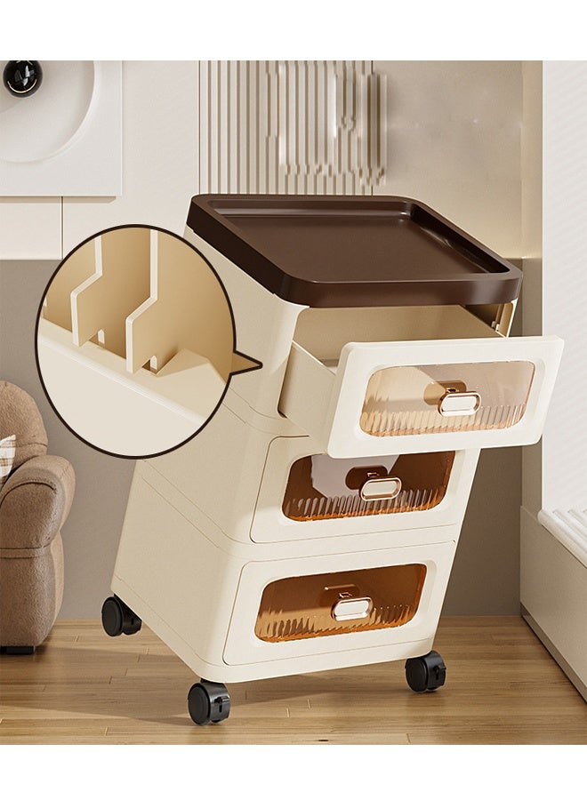 إيه تي إم خزانة تخزين بلاستيكية معيارية بعجلات وأدراج شفافة - 3 طبقات، 47 × 30 × 60.5 سم - Image 2